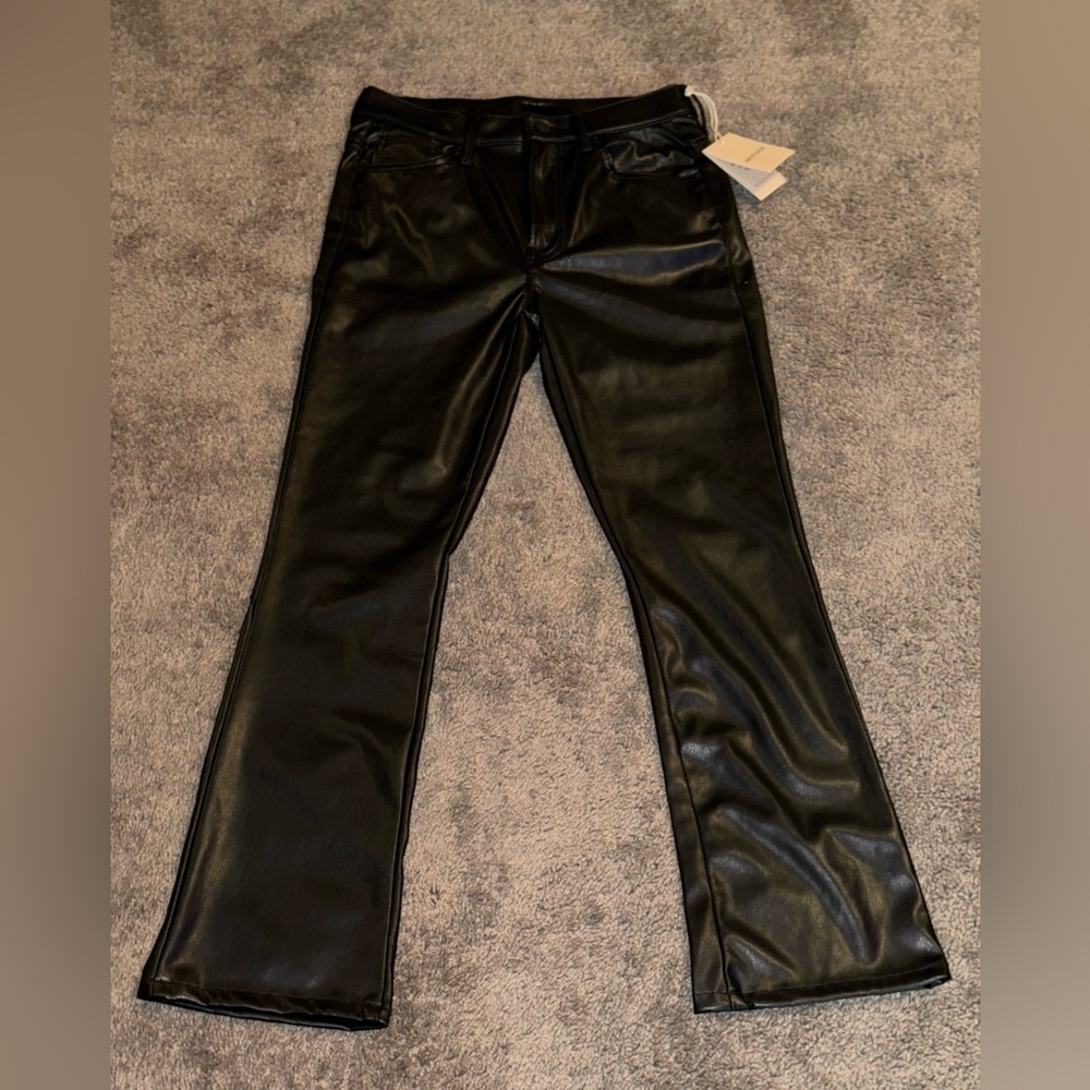 NWT MOTHER Black Leather Pants